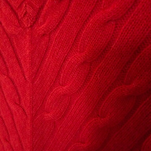 Ralph Lauren Black Label Cashmere Cable-Knit Sweater – Red V-Neck, 100% Cashmere - Picture 7 of 9
